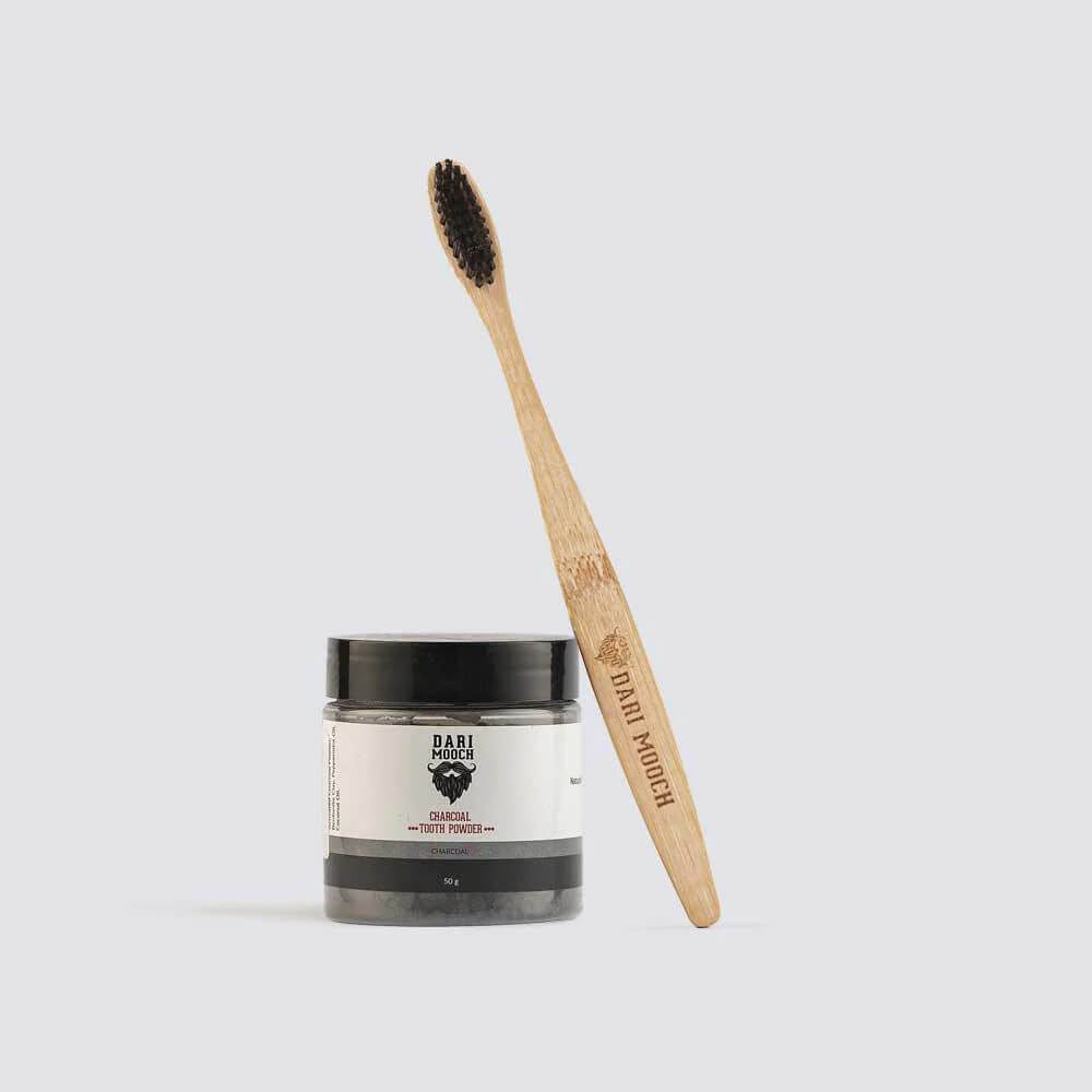 Charcoal Powder + Bamboo Toothbrush (Dari Moochh)