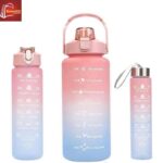 3 Pcs Gradient Water Bottles ABS Multicolor Hydration Set
