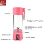 Portable Electric Juicer 6 Blade ABS Blue Purple Pink Green - Image 4