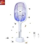 2 In 1 Electric Mosquito Killer With UV Light LED Lamp Summer Mosquito Trap Racket USB Rechargeable - Image 7